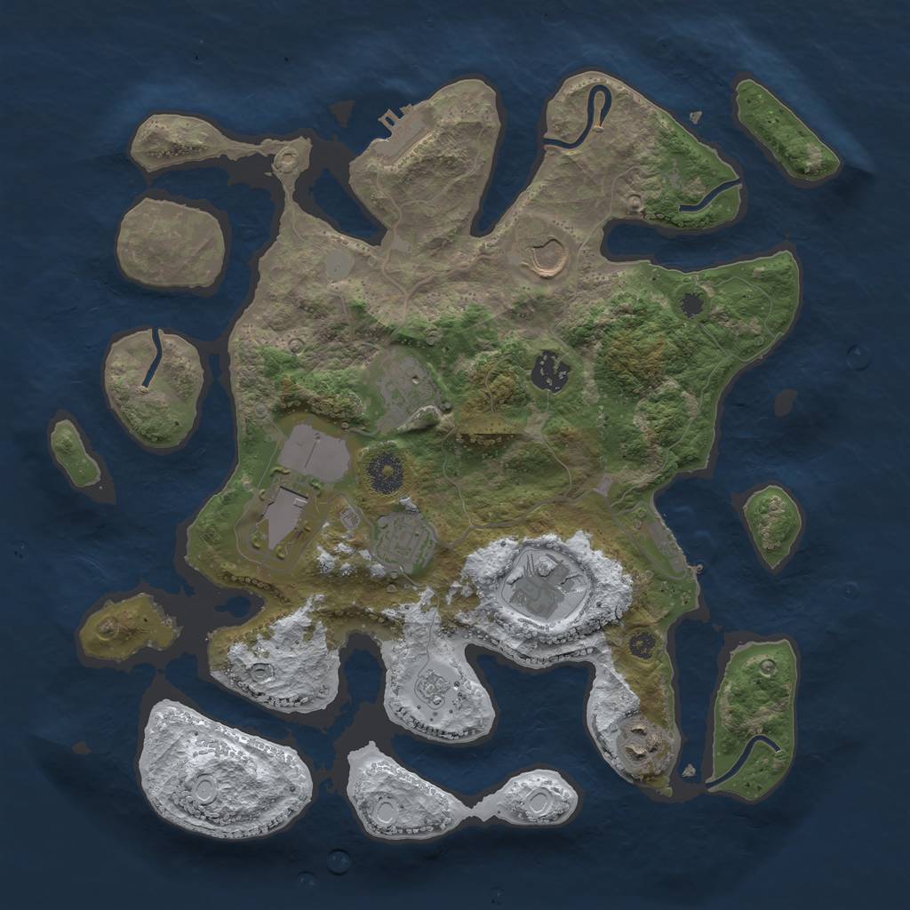 Rust Map: Procedural Map, Size: 3500, Seed: 2943230, 15 Monuments