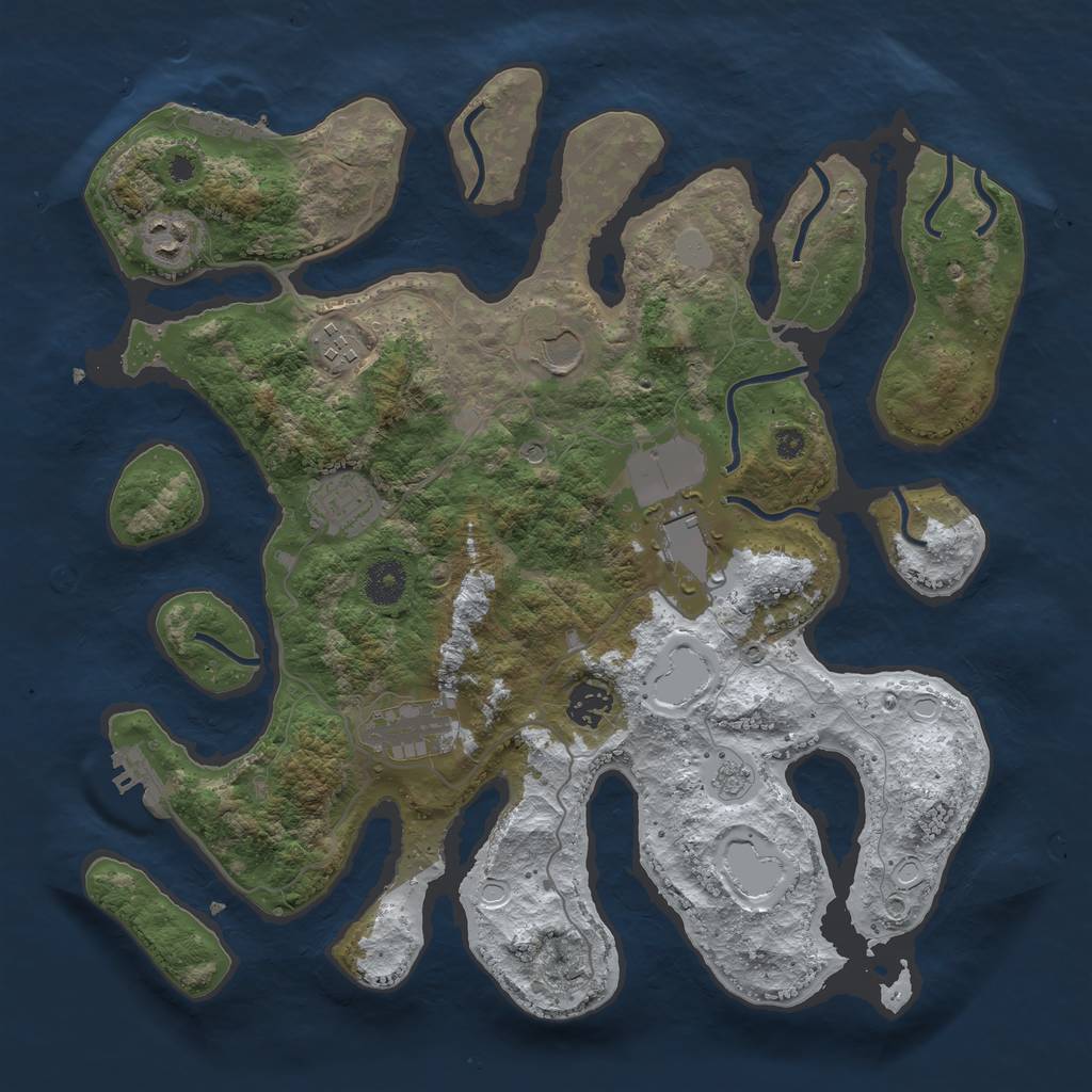 Rust Map: Procedural Map, Size: 3700, Seed: 2608142, 16 Monuments