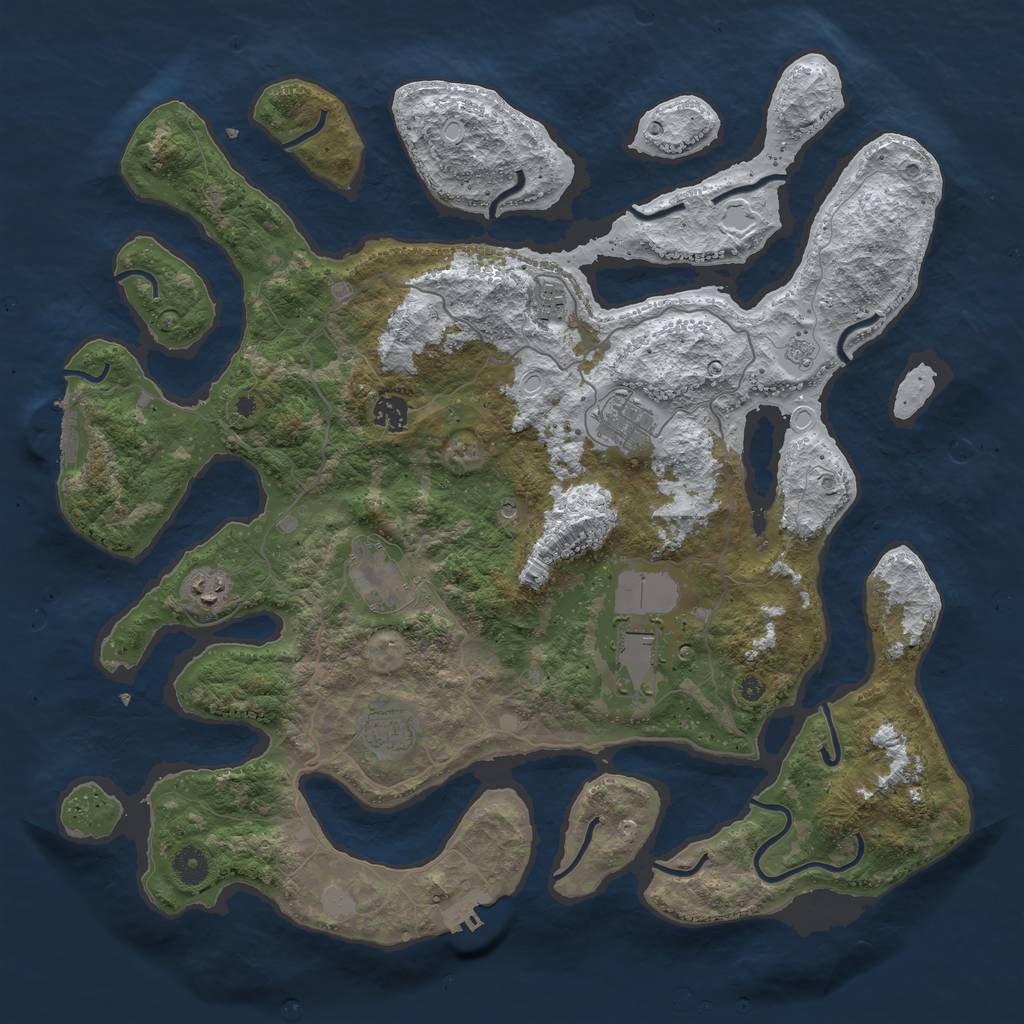 Rust Map: Procedural Map, Size: 4250, Seed: 1630040, 16 Monuments