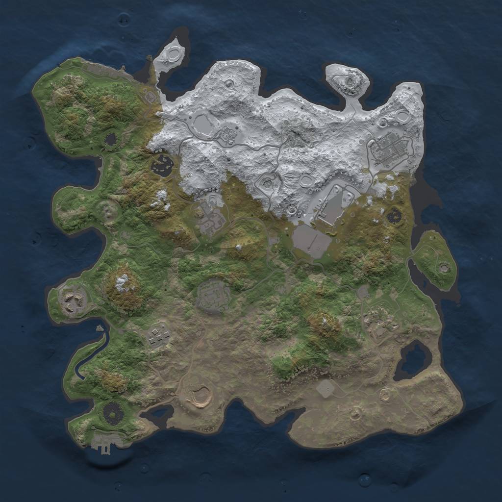 Rust Map: Procedural Map, Size: 3500, Seed: 614567, 18 Monuments