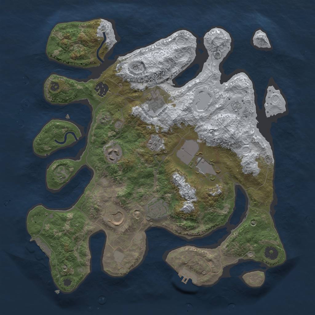 Rust Map: Procedural Map, Size: 3500, Seed: 4441621, 16 Monuments
