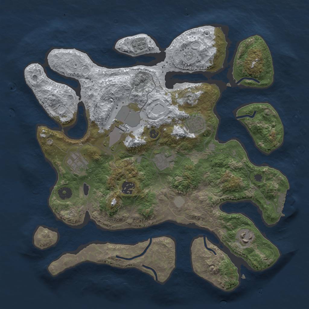 Rust Map: Procedural Map, Size: 3500, Seed: 3936291, 14 Monuments
