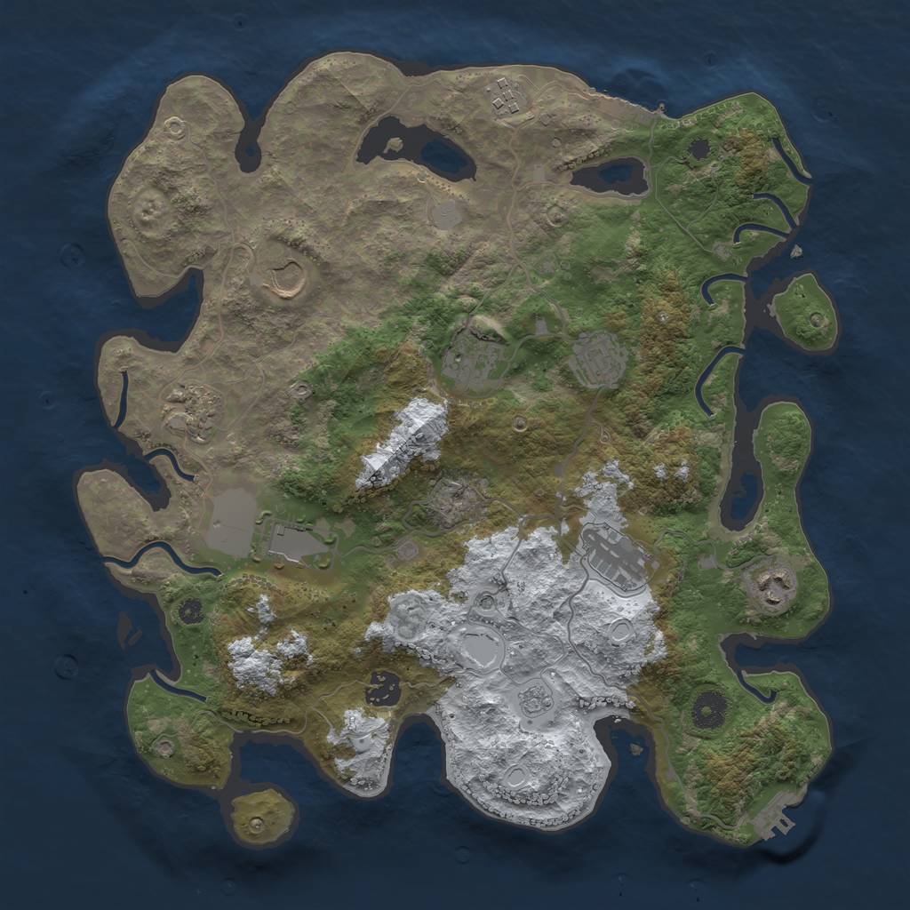 Rust Map: Procedural Map, Size: 3700, Seed: 2792757, 18 Monuments