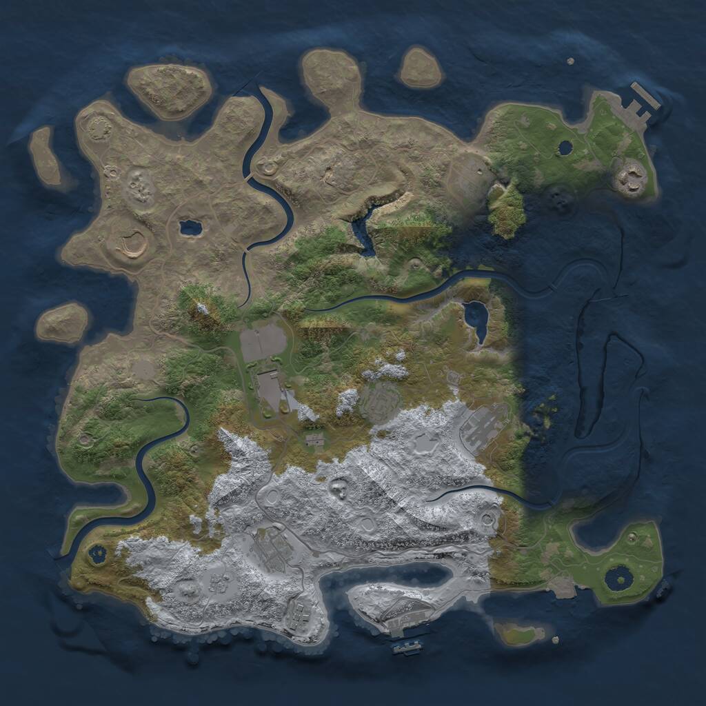 Rust Map: Procedural Map, Size: 4000, Seed: 542, 14 Monuments