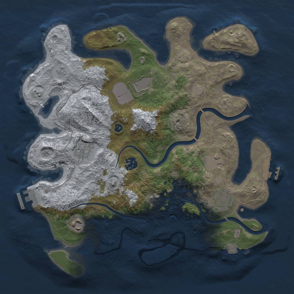 Rust Map: Procedural Map, Size: 3500, Seed: 4472663, 13 Monuments