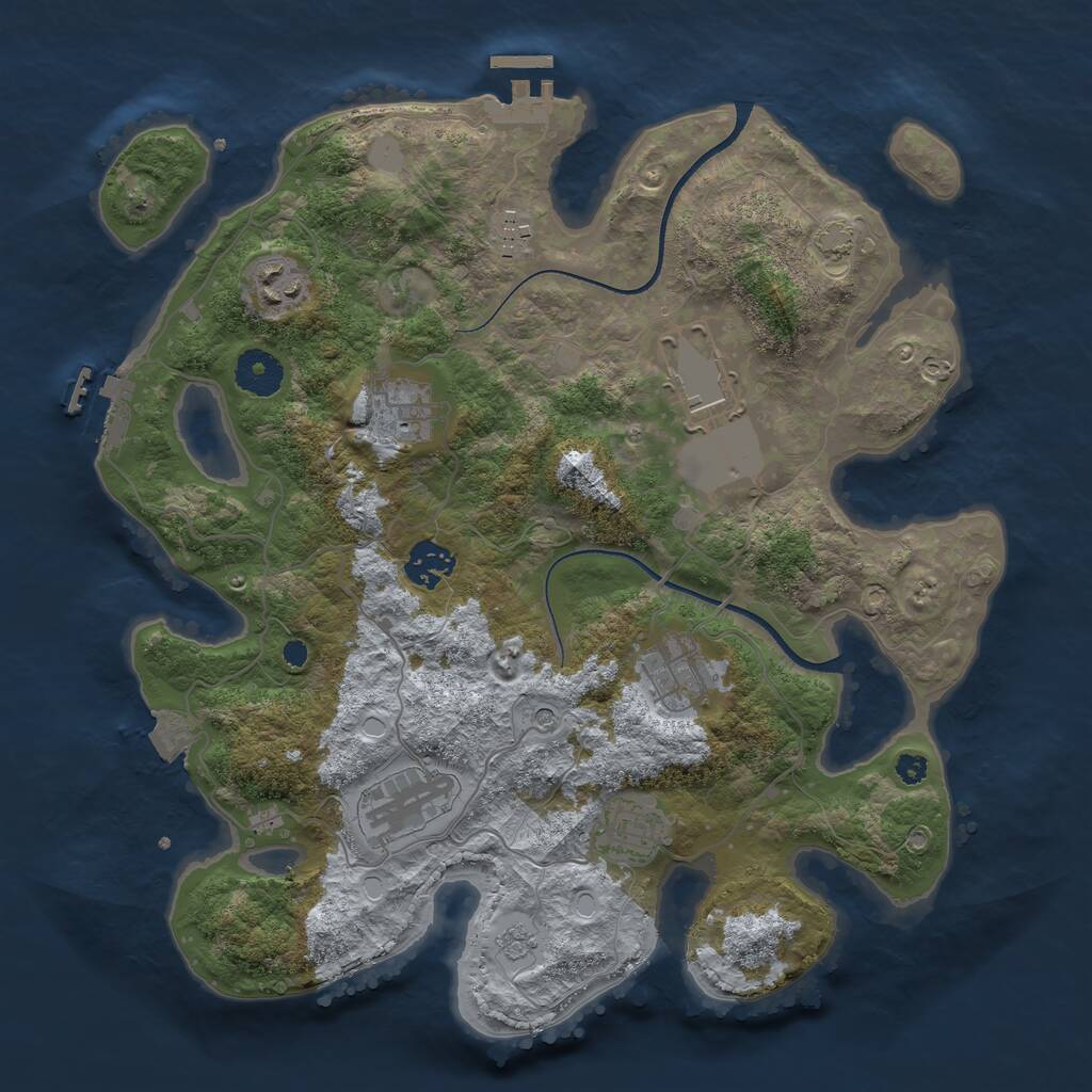 Rust Map: Procedural Map, Size: 3500, Seed: 4134837, 14 Monuments