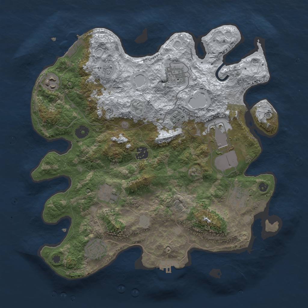 Rust Map: Procedural Map, Size: 3500, Seed: 2547146, 17 Monuments