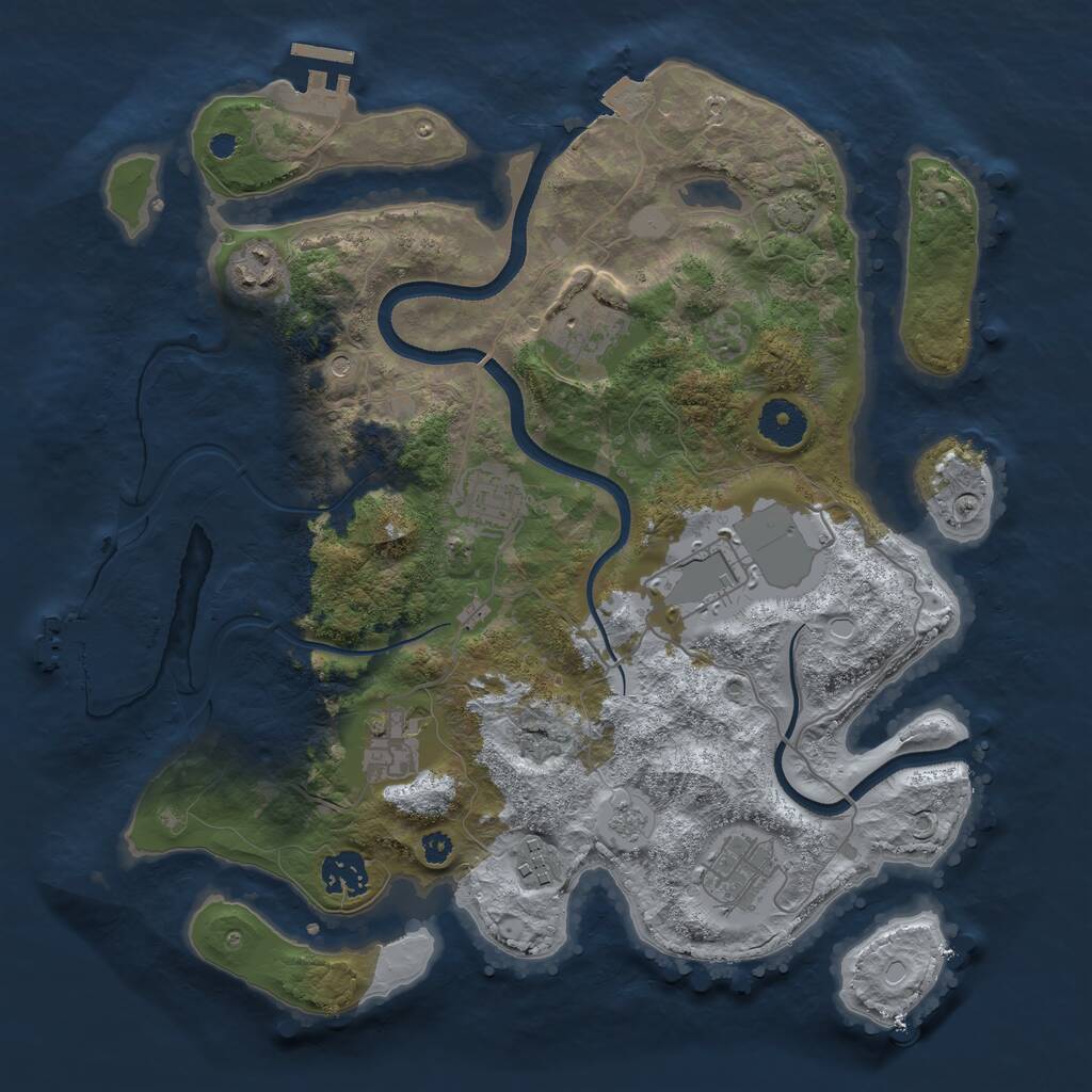 Rust Map: Procedural Map, Size: 3500, Seed: 1129413, 14 Monuments