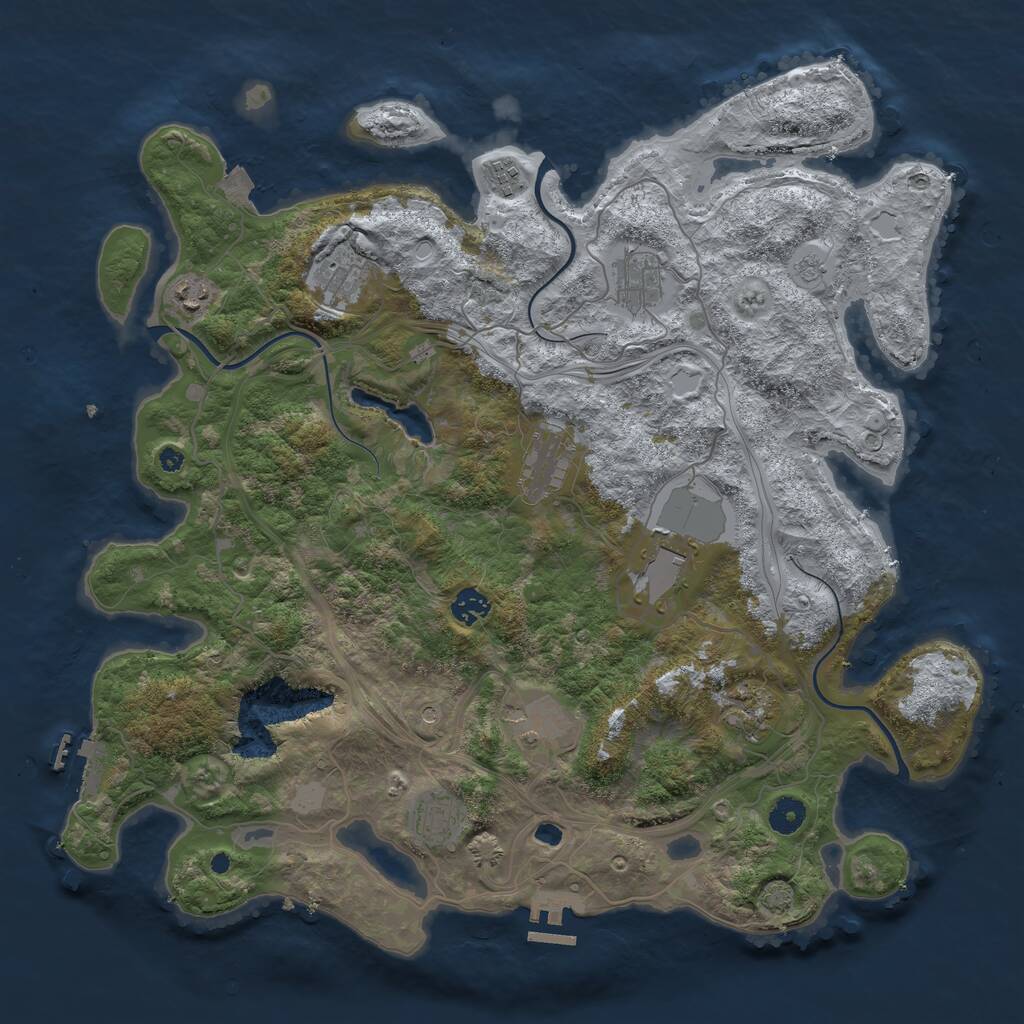Rust Map: Procedural Map, Size: 4250, Seed: 3942618, 16 Monuments