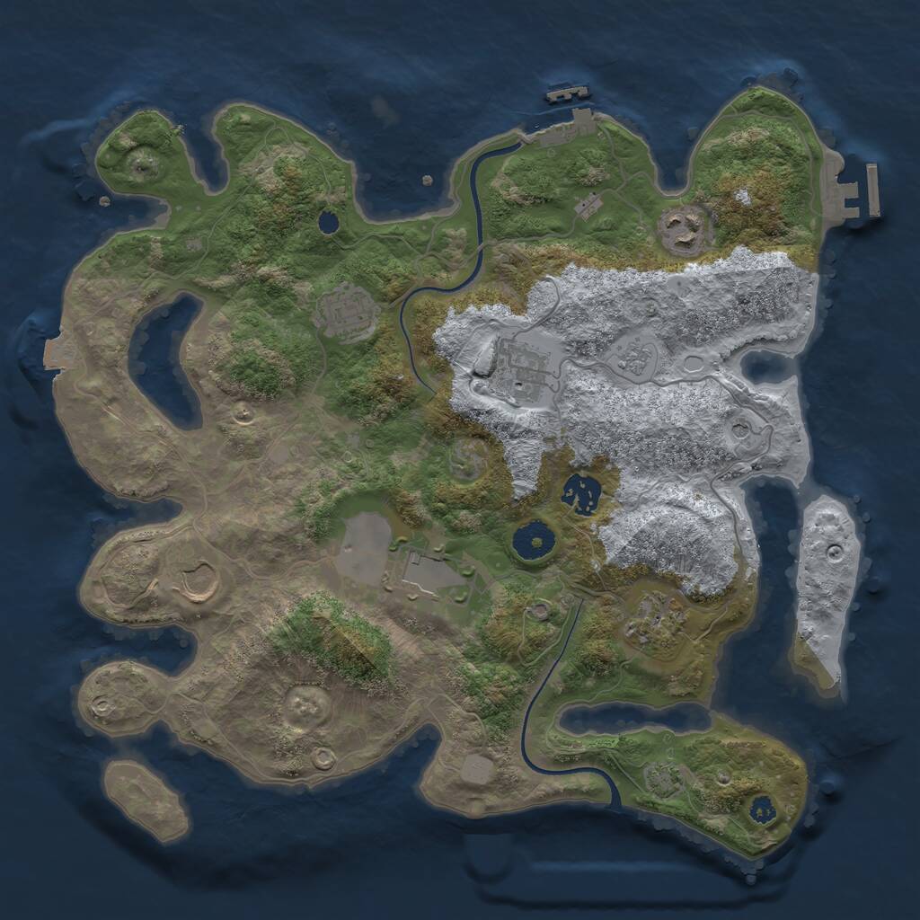Rust Map: Procedural Map, Size: 3500, Seed: 195787, 13 Monuments