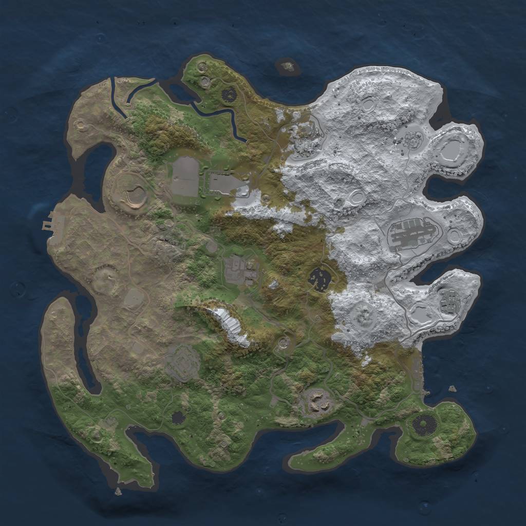 Rust Map: Procedural Map, Size: 3500, Seed: 644441, 18 Monuments