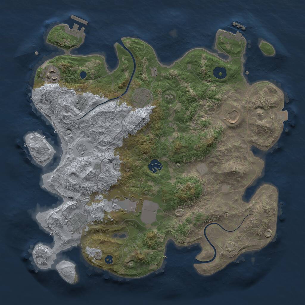 Rust Map: Procedural Map, Size: 3500, Seed: 4895585, 13 Monuments
