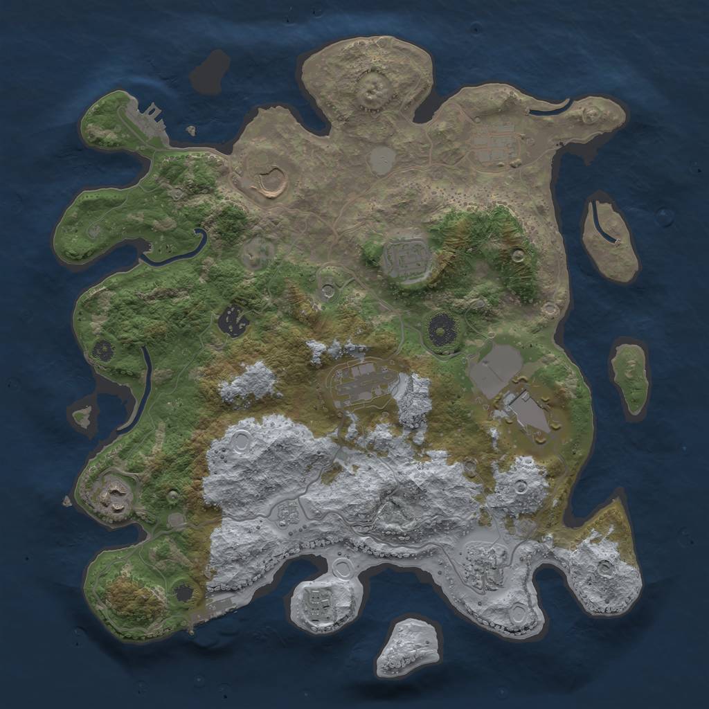 Rust Map: Procedural Map, Size: 3500, Seed: 5238662, 16 Monuments