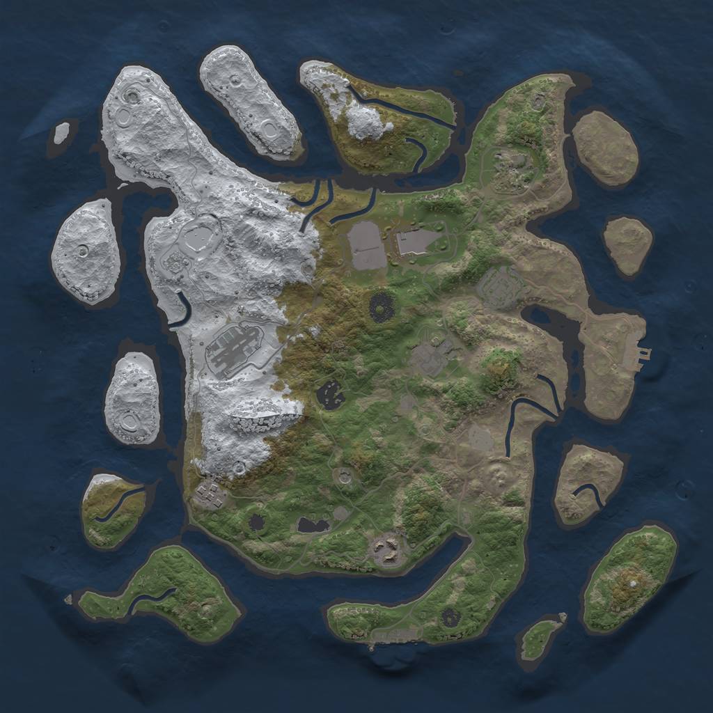 Rust Map: Procedural Map, Size: 3800, Seed: 2634892, 17 Monuments