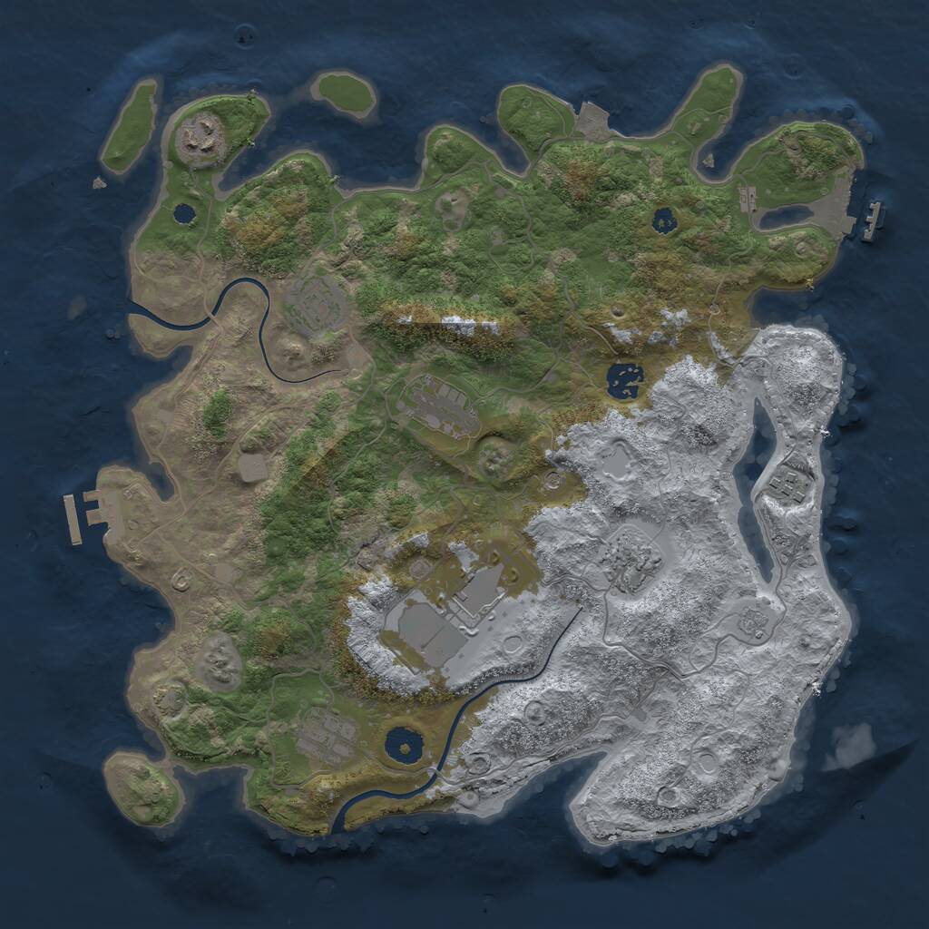 Rust Map: Procedural Map, Size: 3700, Seed: 5649534, 14 Monuments
