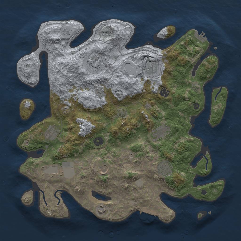 Rust Map: Procedural Map, Size: 3800, Seed: 2590, 18 Monuments