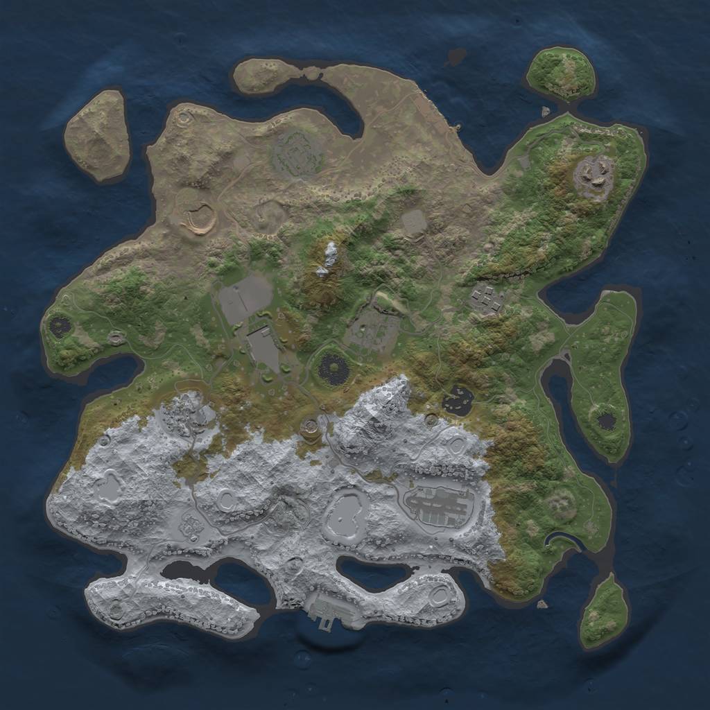 Rust Map: Procedural Map, Size: 3500, Seed: 4876140, 18 Monuments