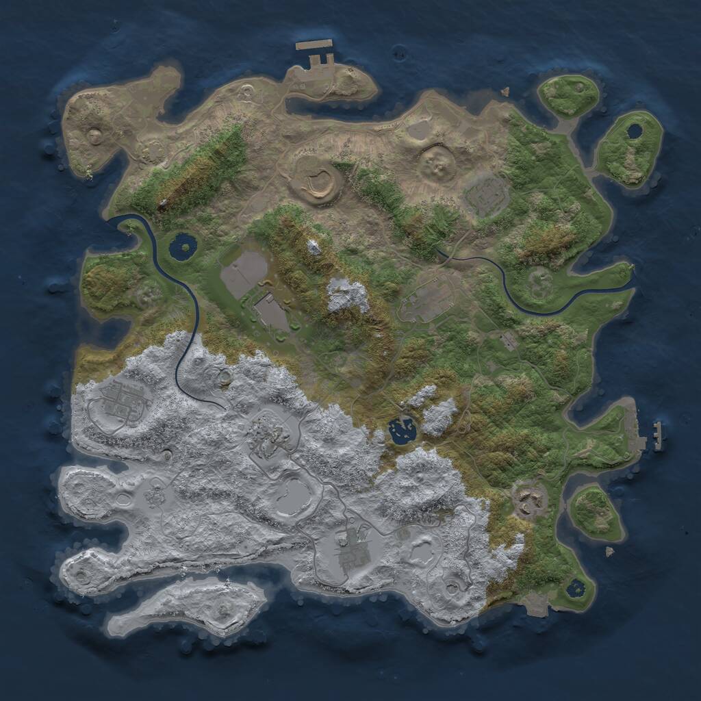 Rust Map: Procedural Map, Size: 3850, Seed: 440349934, 15 Monuments