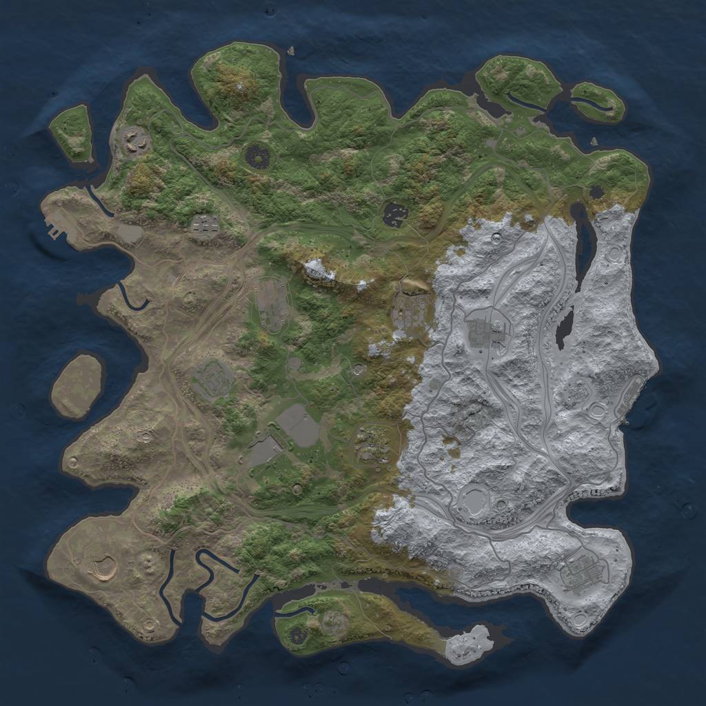 Rust Map: Procedural Map, Size: 4250, Seed: 1911436, 18 Monuments