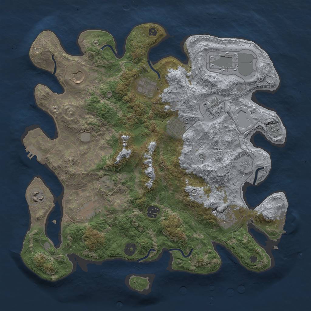 Rust Map: Procedural Map, Size: 3700, Seed: 4963634, 17 Monuments