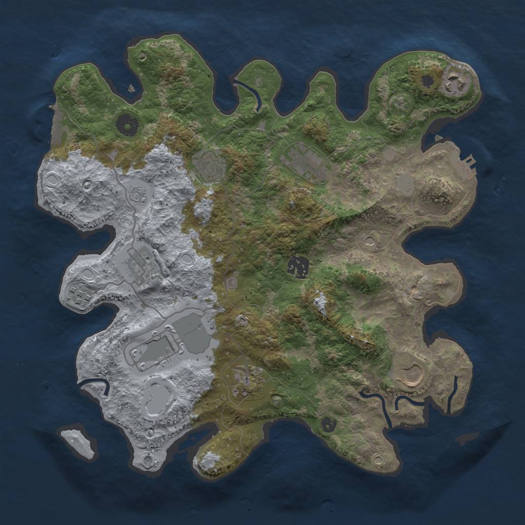 Rust Map: Procedural Map, Size: 3500, Seed: 3772012, 18 Monuments