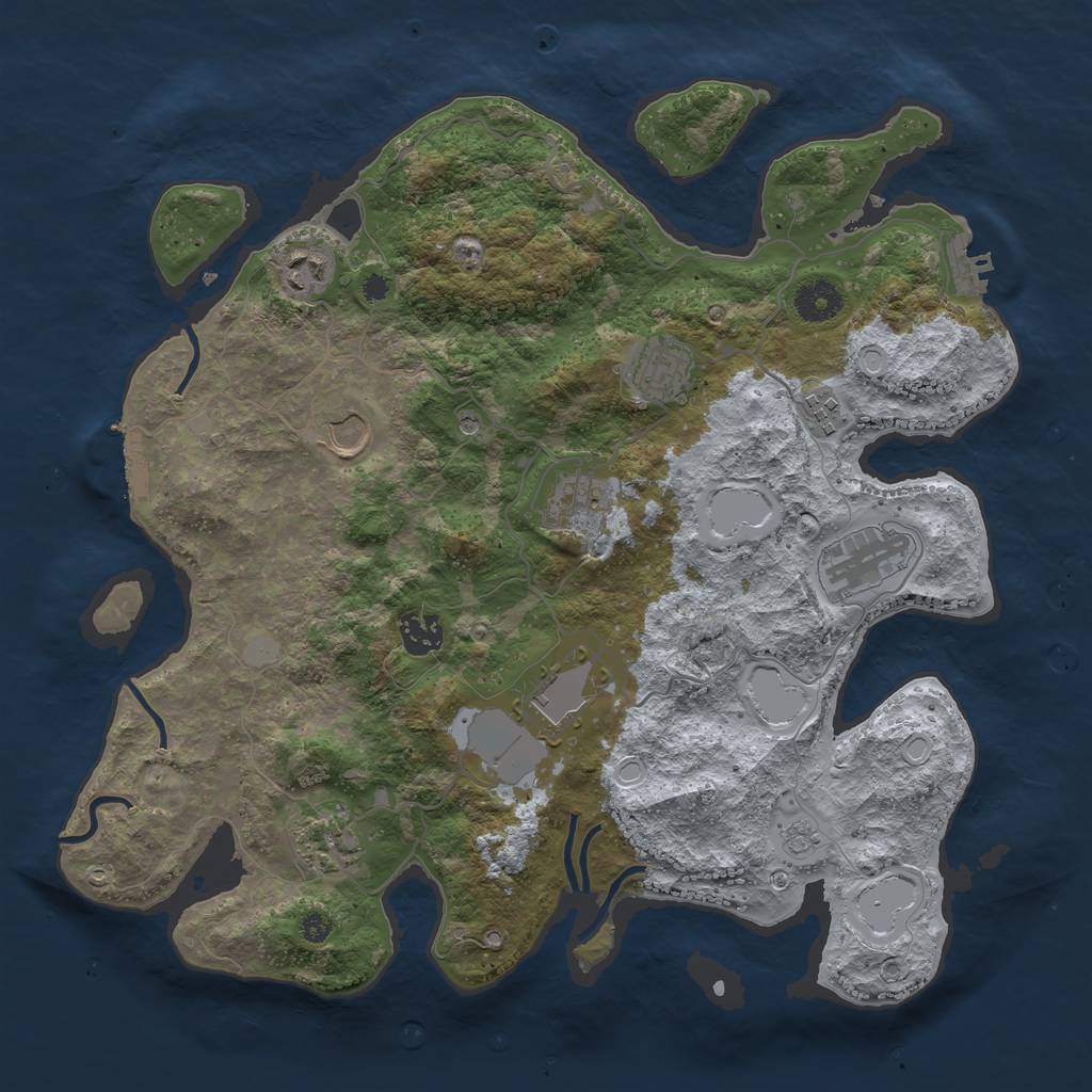 Rust Map: Procedural Map, Size: 3700, Seed: 3125016, 16 Monuments