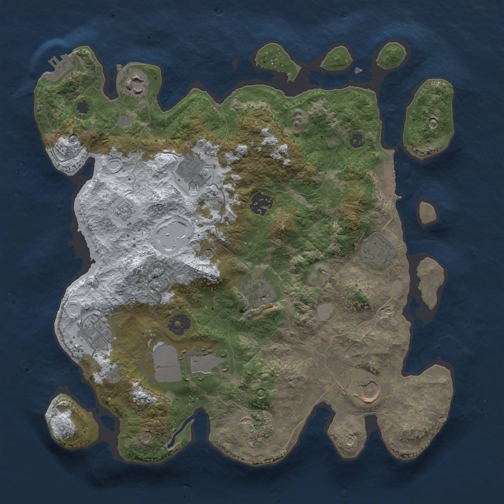 Rust Map: Procedural Map, Size: 3500, Seed: 1286757, 18 Monuments