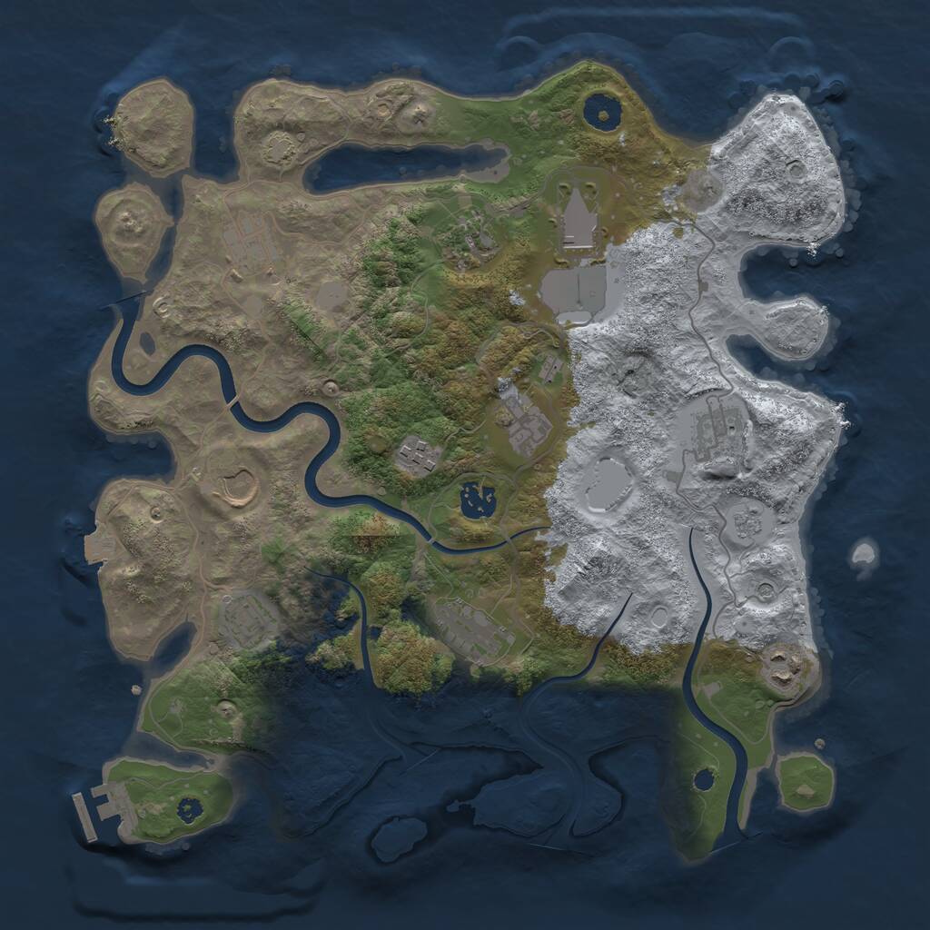 Rust Map: Procedural Map, Size: 3700, Seed: 5167326, 16 Monuments