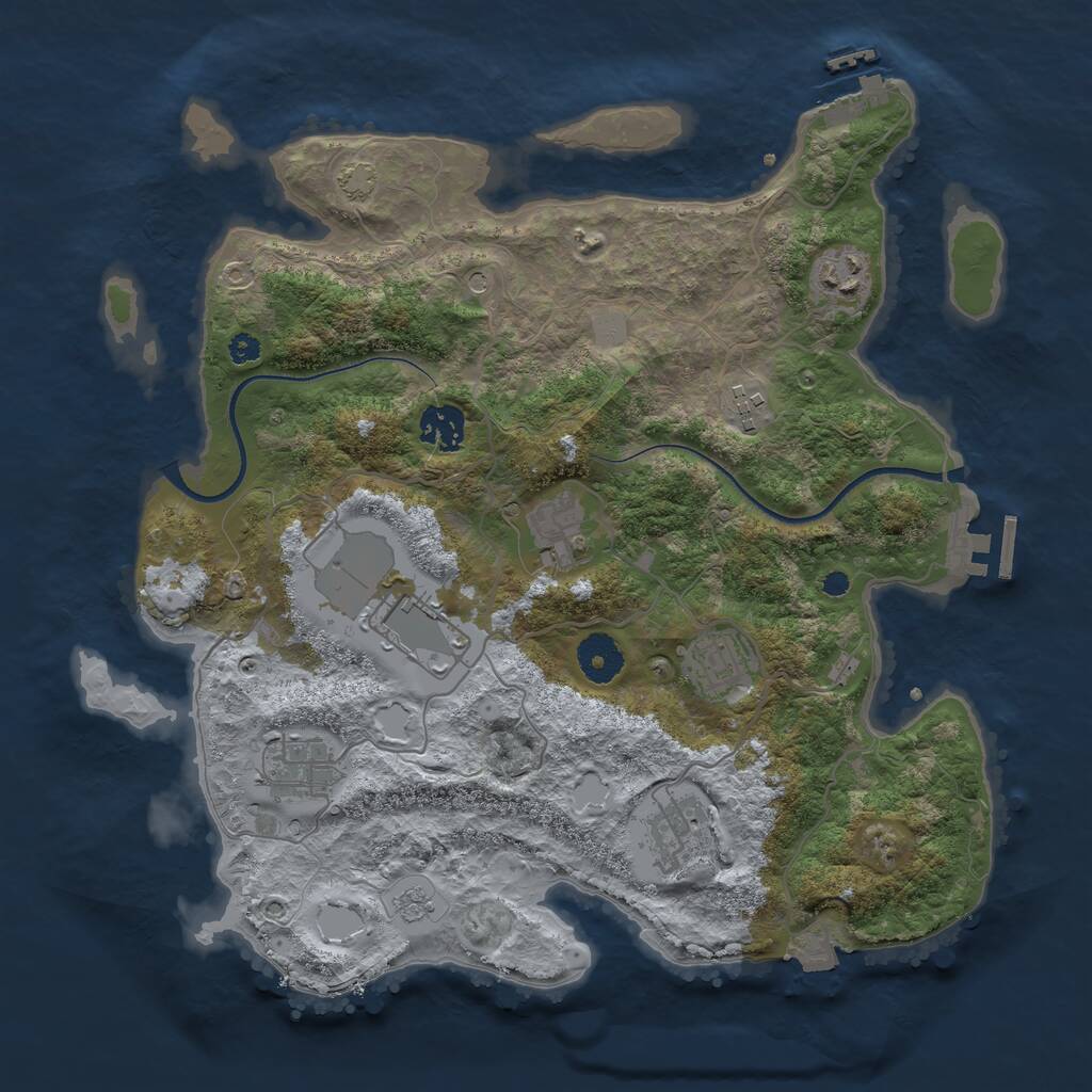 Rust Map: Procedural Map, Size: 3500, Seed: 5058554, 14 Monuments