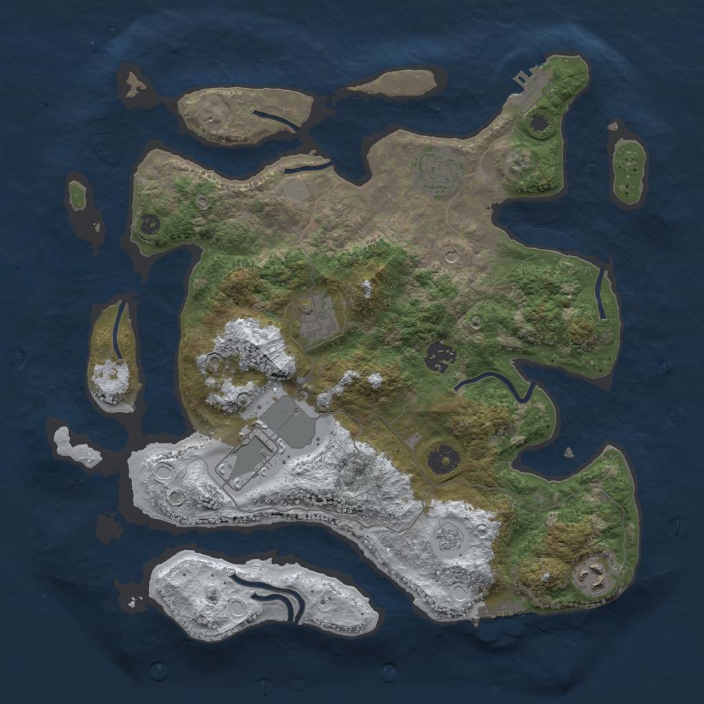 Rust Map: Procedural Map, Size: 3500, Seed: 5058554, 14 Monuments