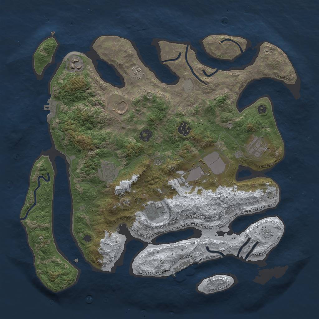 Rust Map: Procedural Map, Size: 3700, Seed: 4602591, 17 Monuments