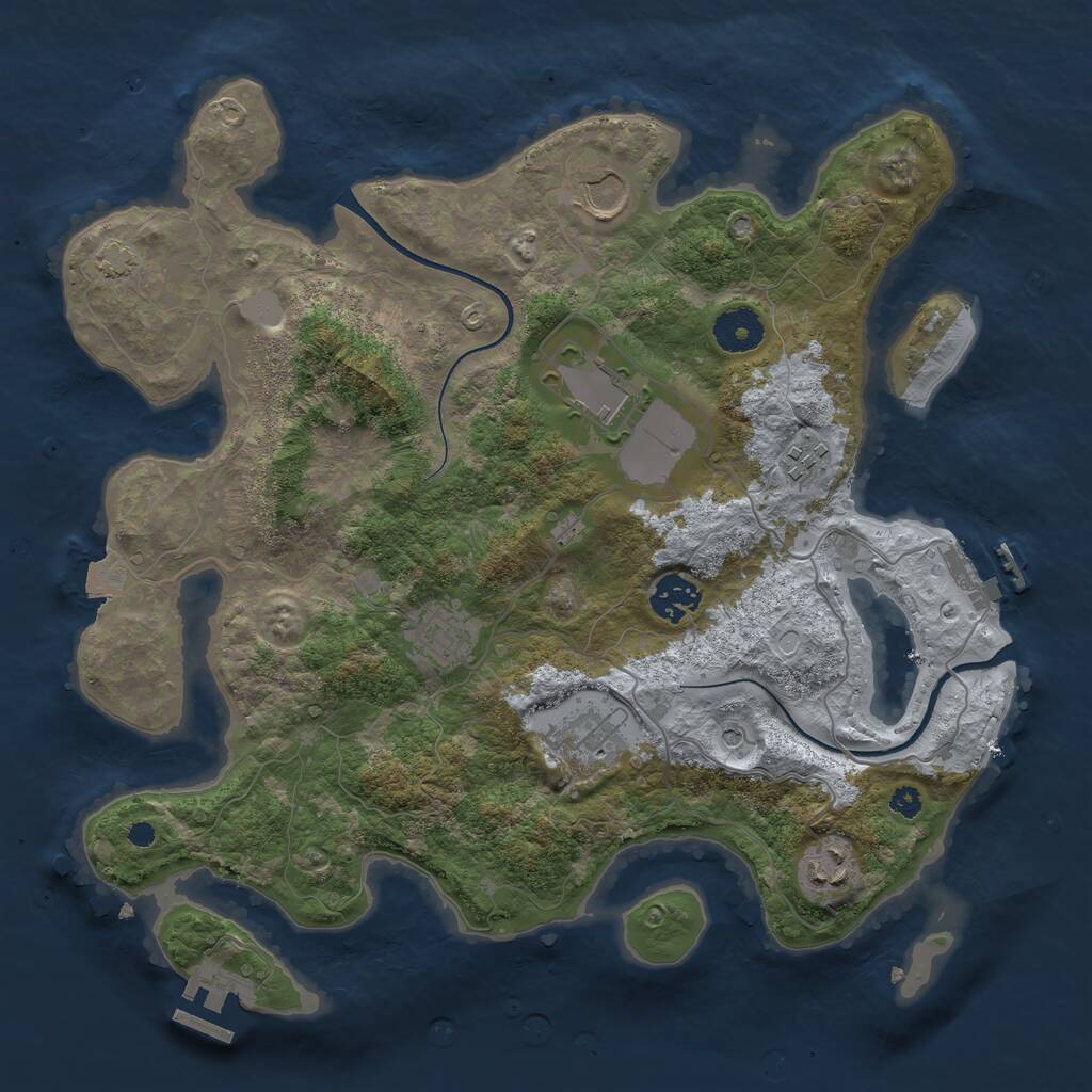 Rust Map: Procedural Map, Size: 3500, Seed: 4043244, 12 Monuments