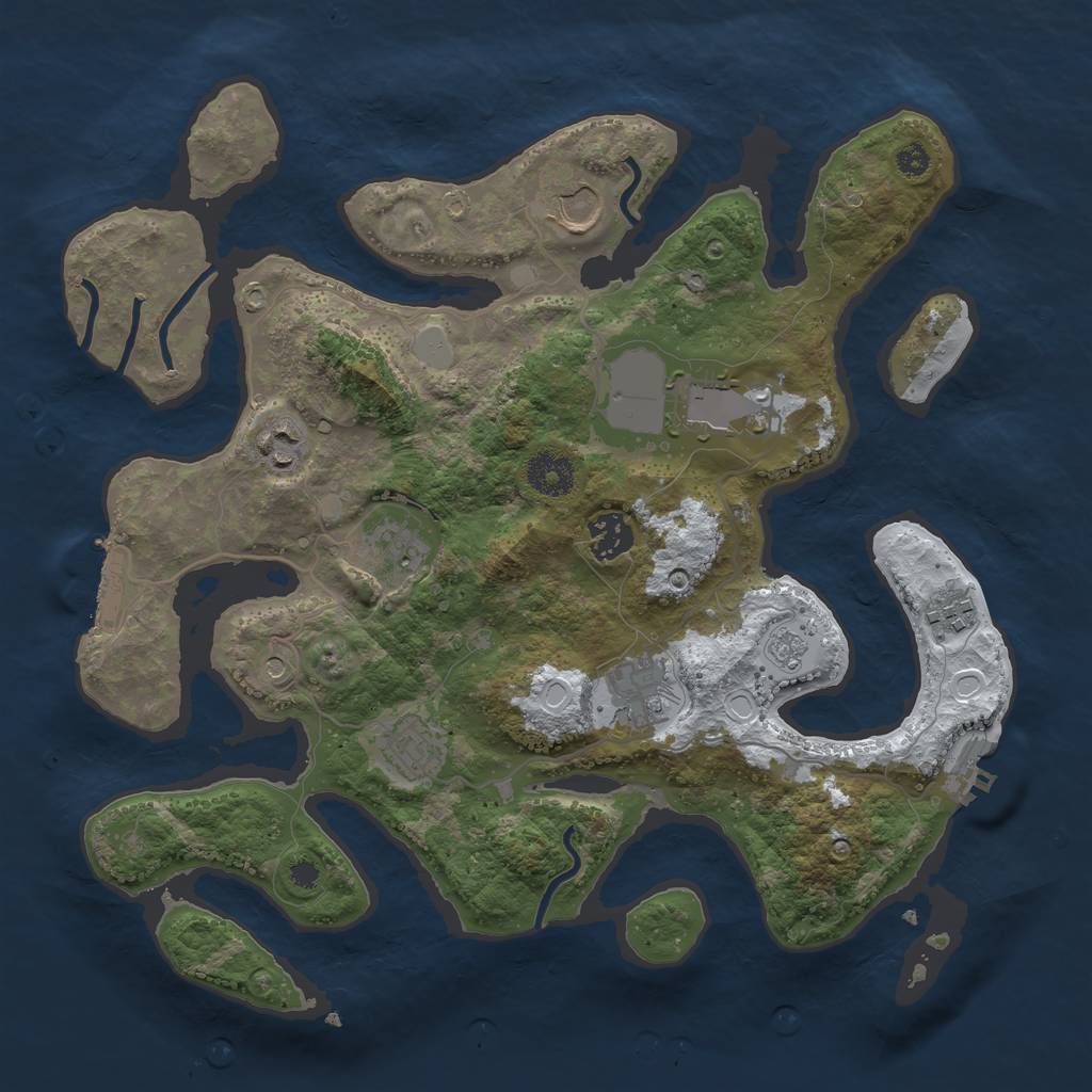 Rust Map: Procedural Map, Size: 3500, Seed: 4043244, 17 Monuments