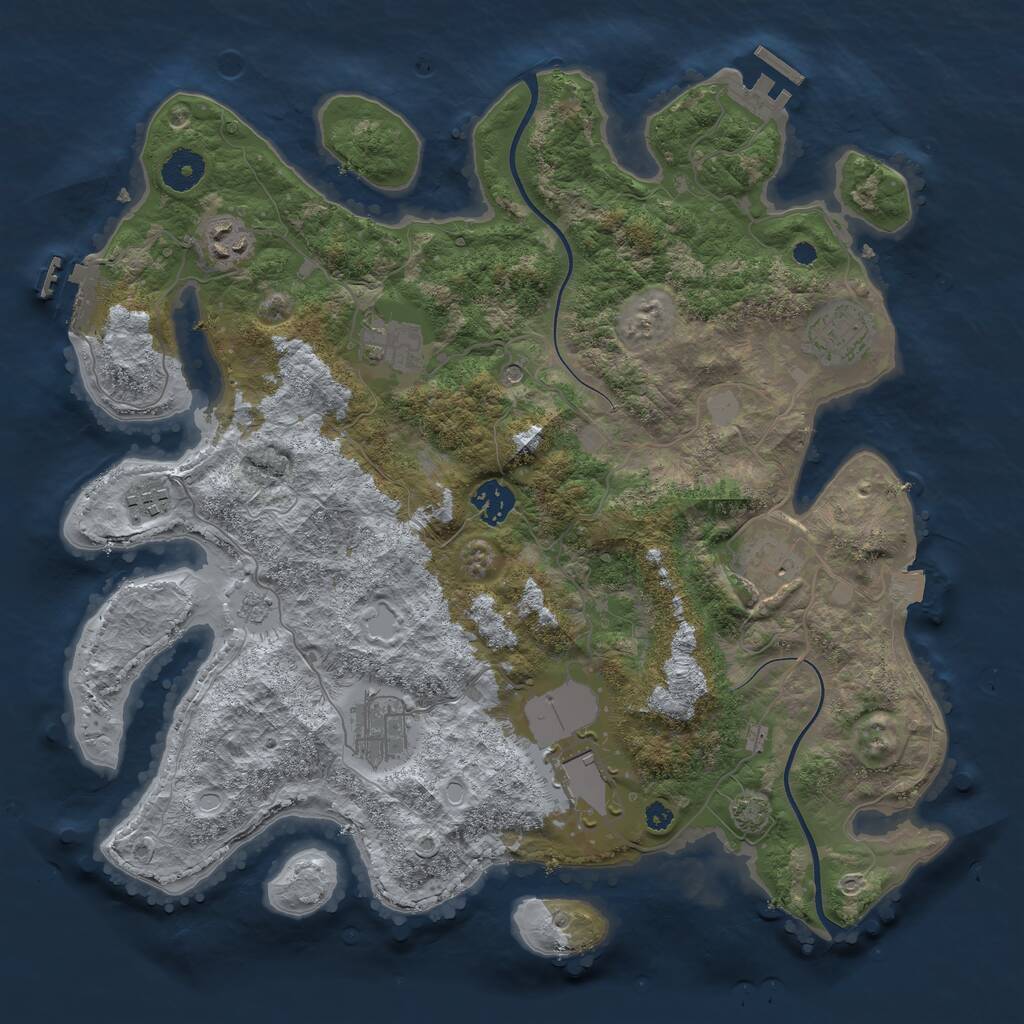 Rust Map: Procedural Map, Size: 3700, Seed: 66835, 14 Monuments