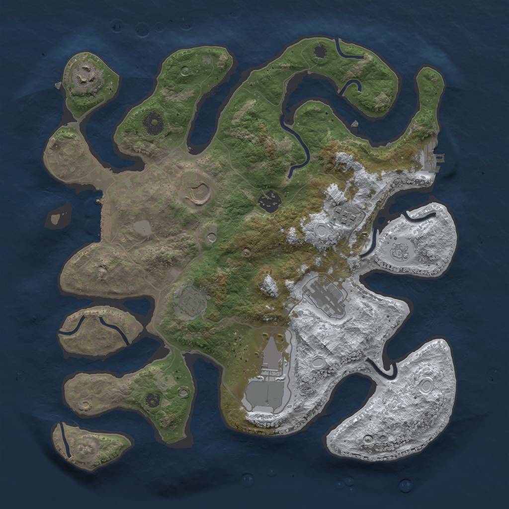 Rust Map: Procedural Map, Size: 3550, Seed: 954768, 16 Monuments