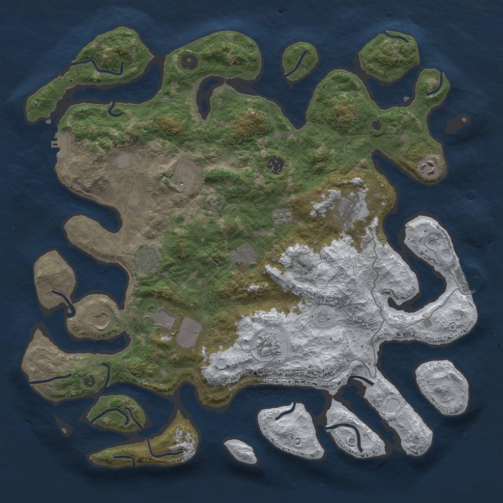 Rust Map: Procedural Map, Size: 4500, Seed: 3312225, 19 Monuments