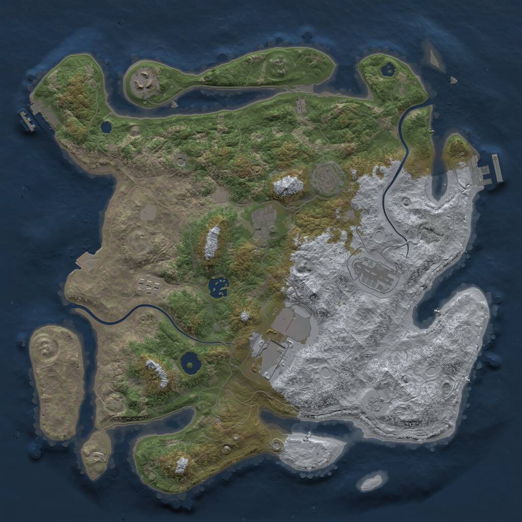 Rust Map: Procedural Map, Size: 3700, Seed: 4954499, 13 Monuments