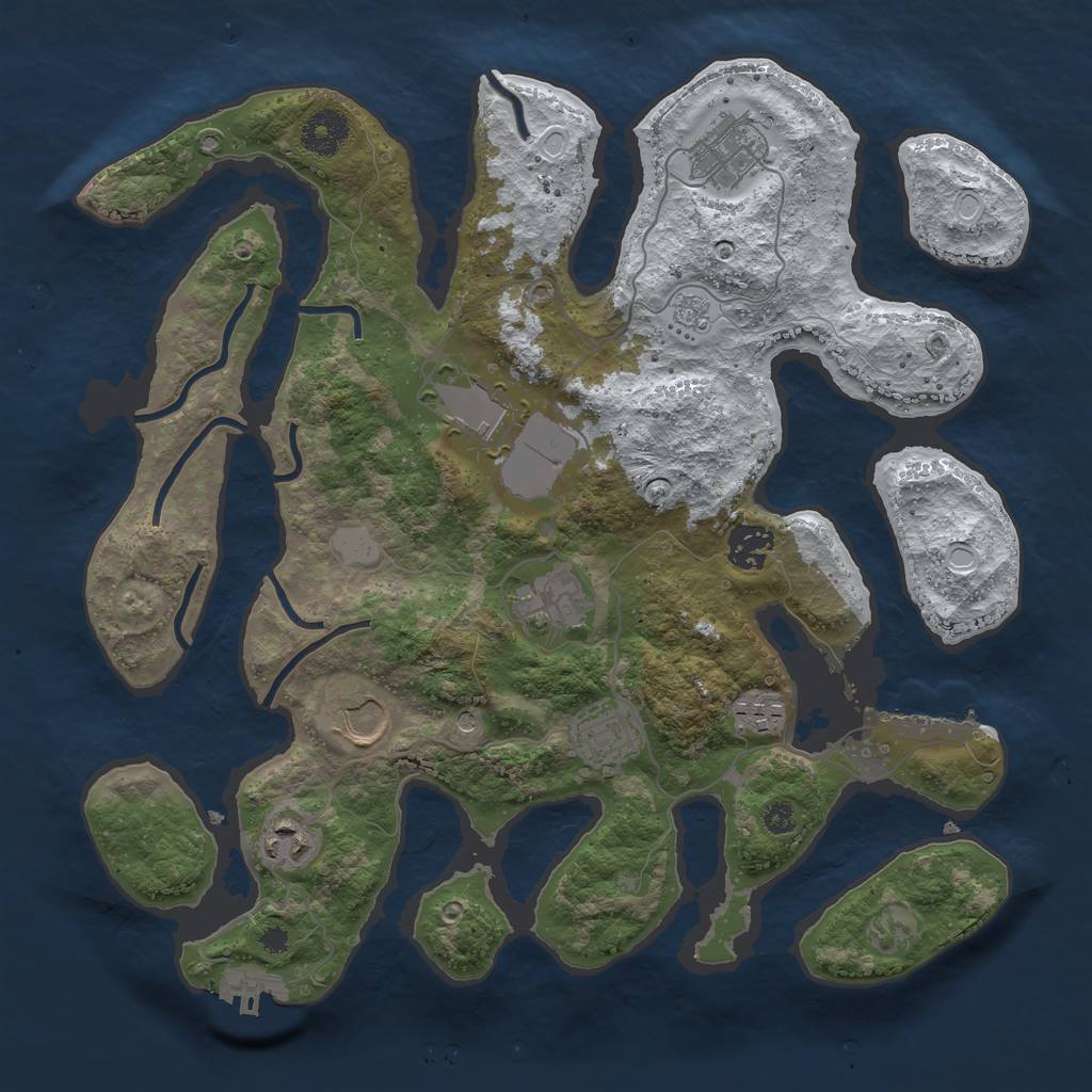 Rust Map: Procedural Map, Size: 3500, Seed: 393487, 17 Monuments