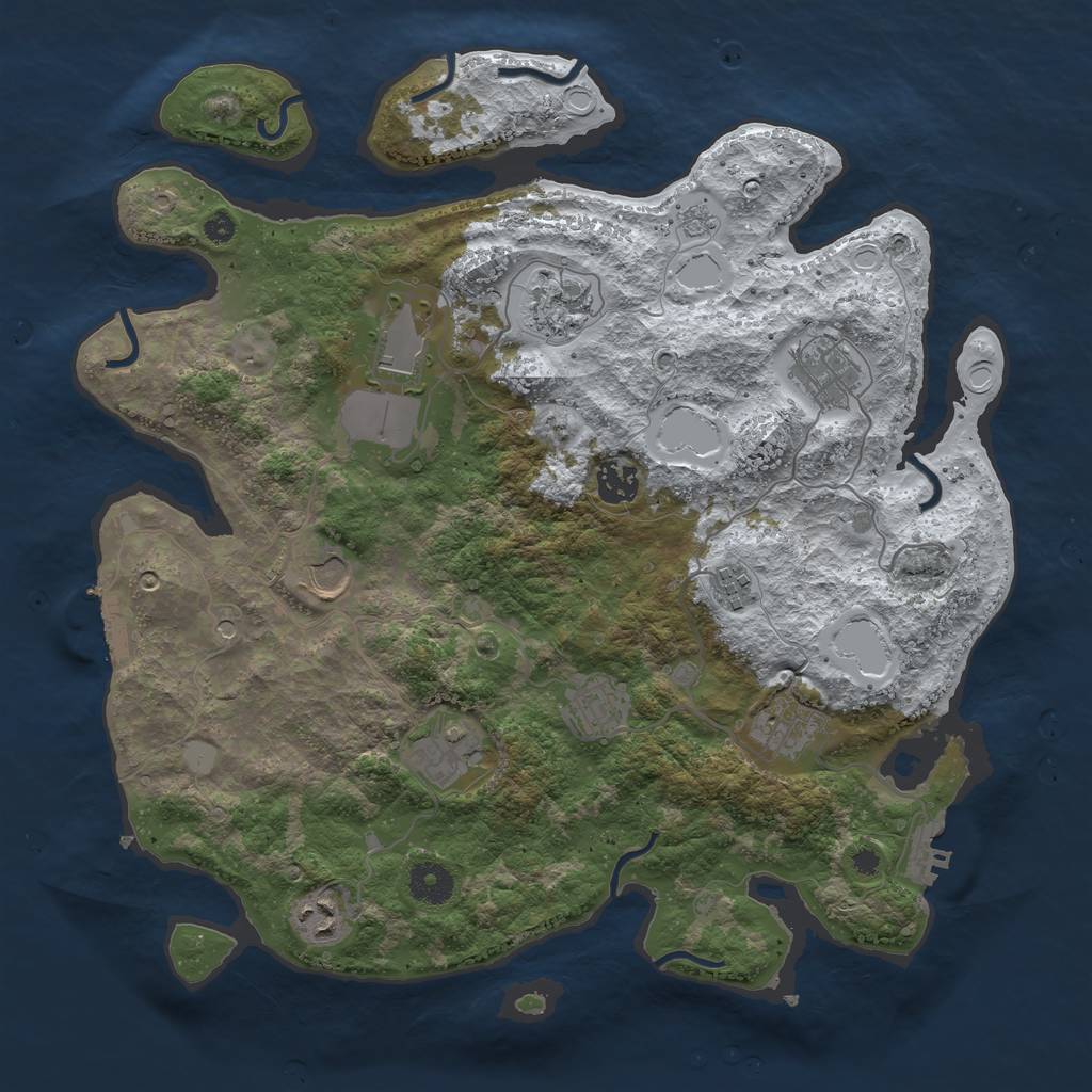 Rust Map: Procedural Map, Size: 3750, Seed: 1318276274, 19 Monuments