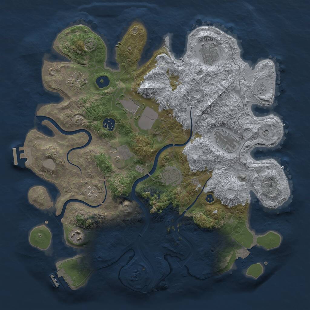 Rust Map: Procedural Map, Size: 3700, Seed: 5178861, 15 Monuments