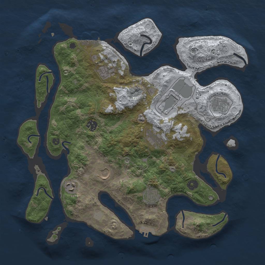 Rust Map: Procedural Map, Size: 3700, Seed: 816523, 17 Monuments