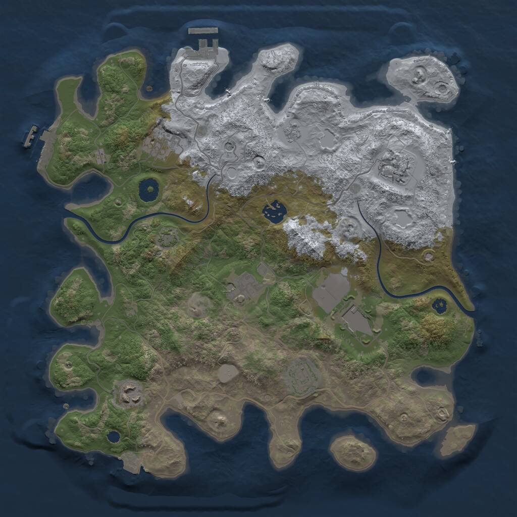 Rust Map: Procedural Map, Size: 3500, Seed: 1557774, 13 Monuments