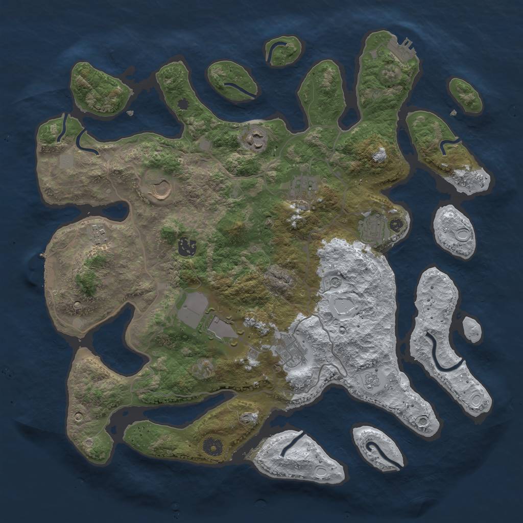 Rust Map: Procedural Map, Size: 4000, Seed: 930923, 17 Monuments