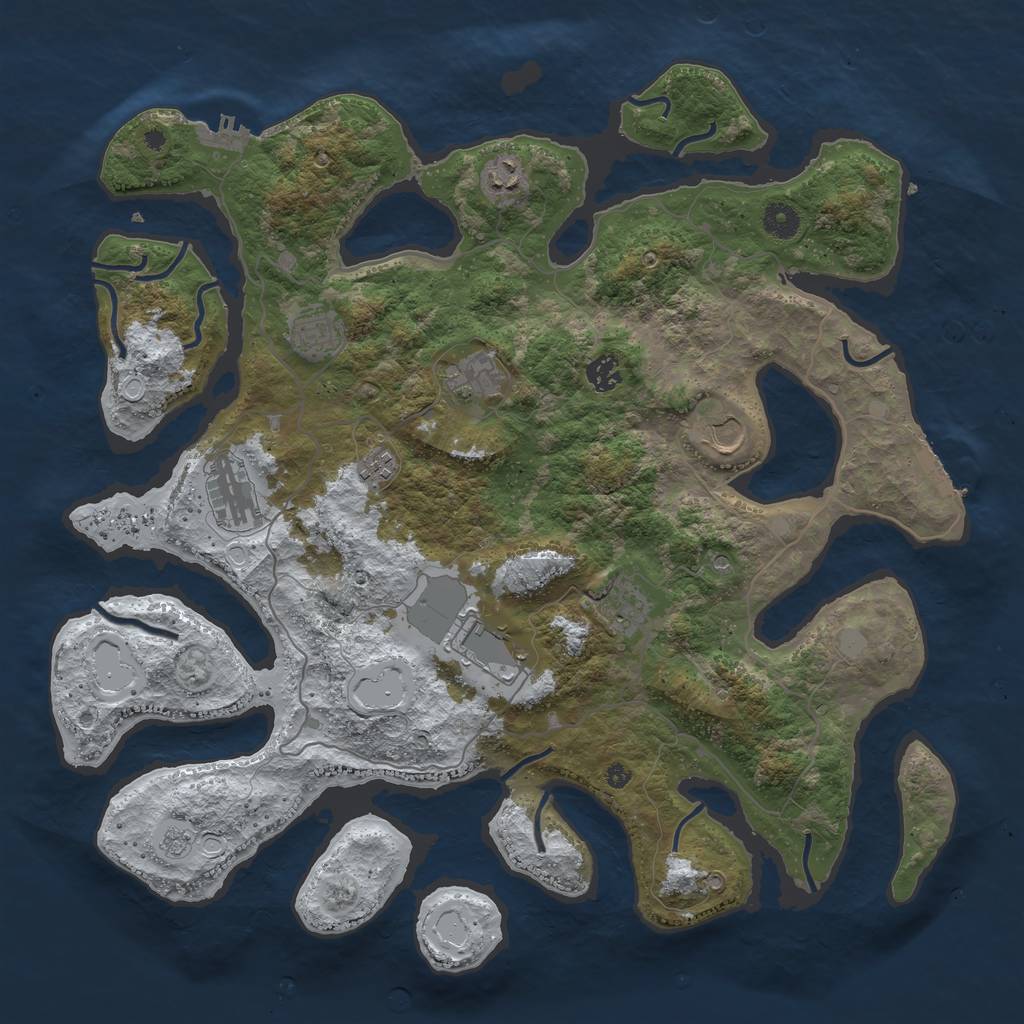 Rust Map: Procedural Map, Size: 4250, Seed: 1604017, 18 Monuments