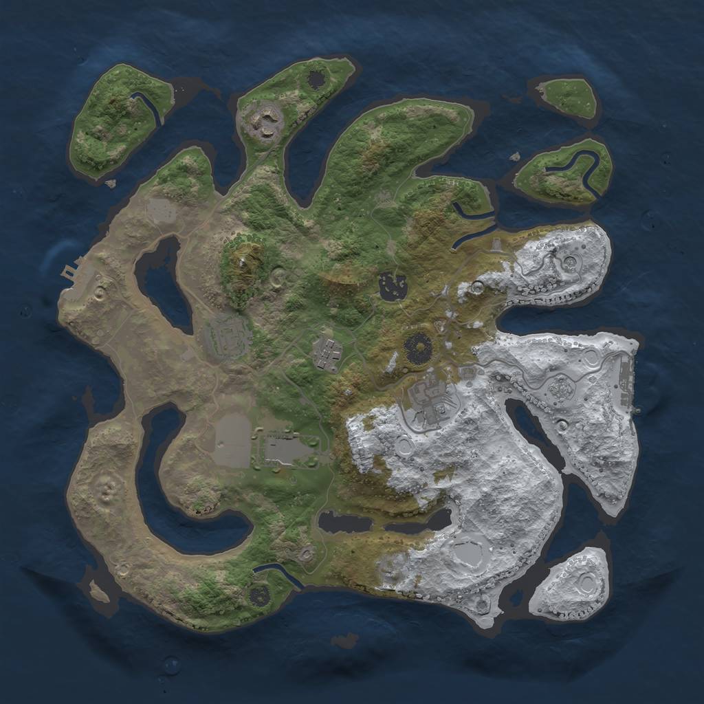 Rust Map: Procedural Map, Size: 3500, Seed: 892138, 15 Monuments