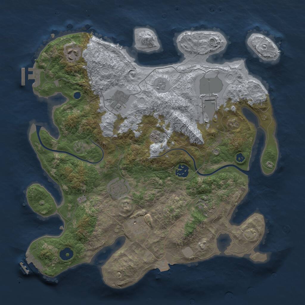 Rust Map: Procedural Map, Size: 3500, Seed: 5133535, 13 Monuments