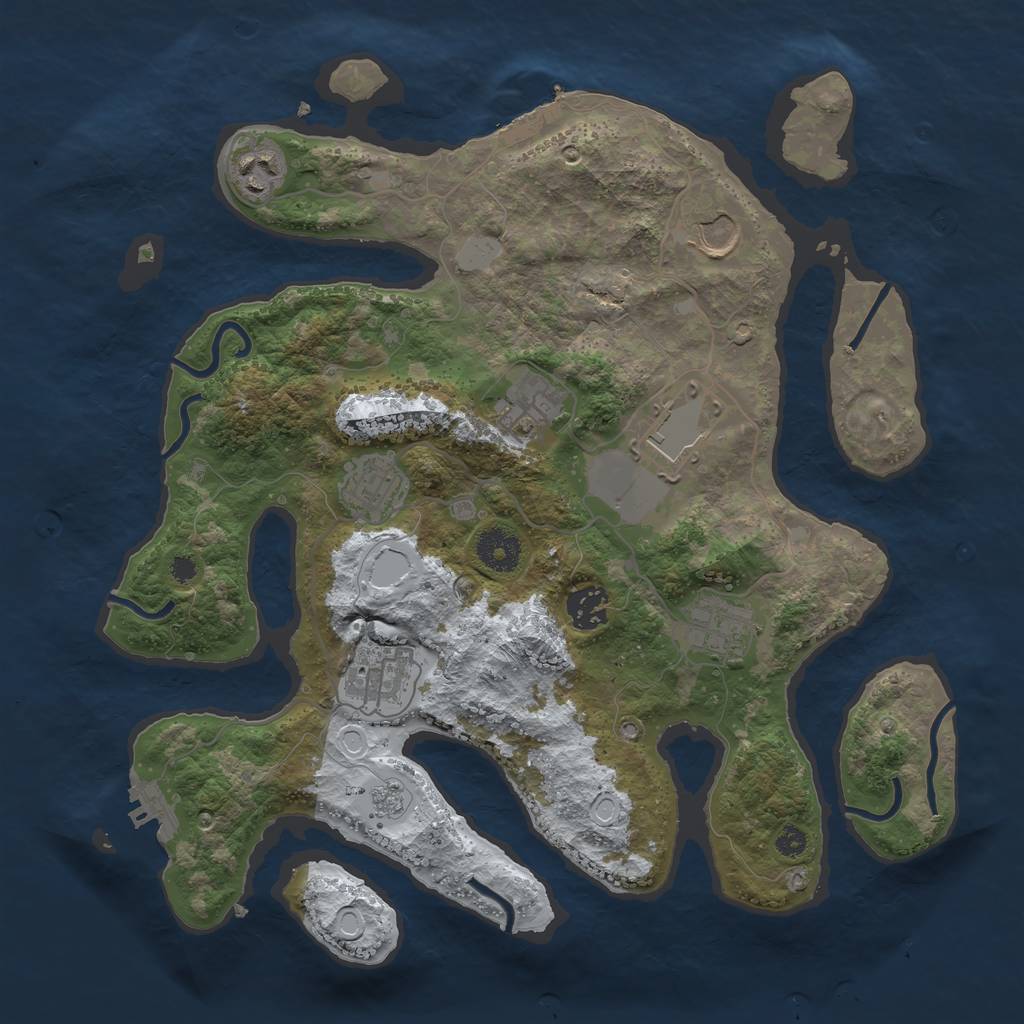 Rust Map: Procedural Map, Size: 3500, Seed: 87911, 16 Monuments