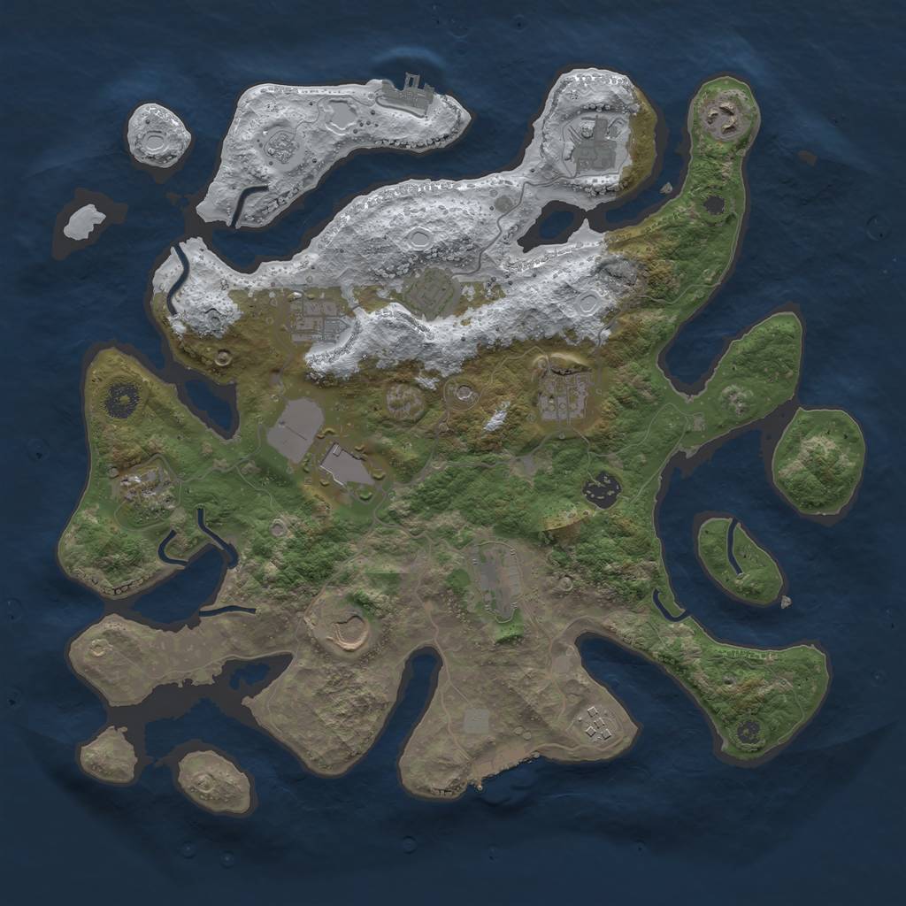 Rust Map: Procedural Map, Size: 3850, Seed: 237385348, 20 Monuments