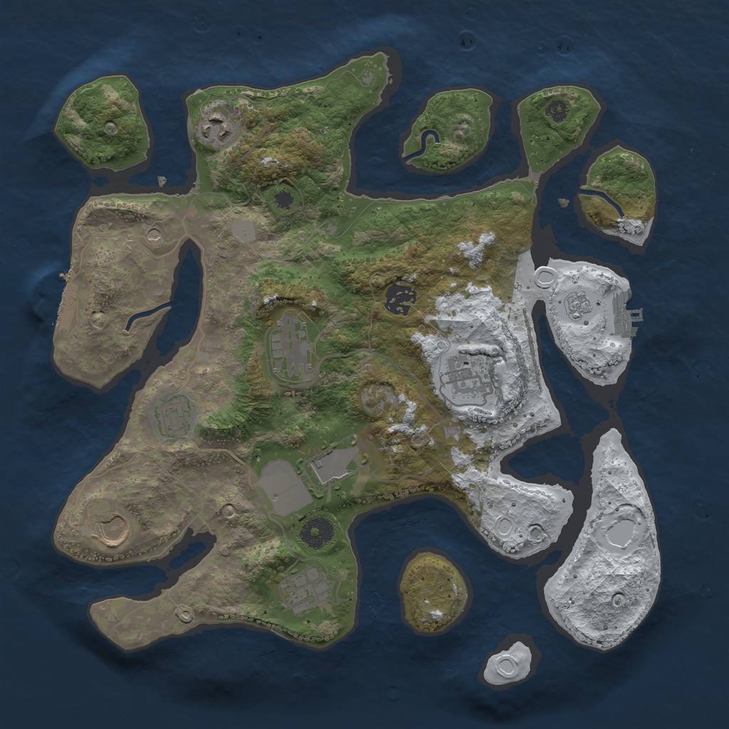 Rust Map: Procedural Map, Size: 3500, Seed: 4934362, 17 Monuments