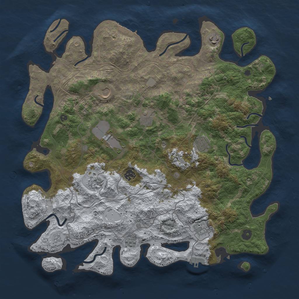 Rust Map: Procedural Map, Size: 4250, Seed: 728202, 18 Monuments